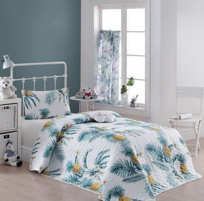 Покривало стьобане з наволочкою Eponj Home - CustomAnanas beyaz білий 160x220 svt-2000022240697 фото