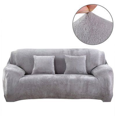 Защитный чехол на трехместный диван Diana Textile Plush Velvet al2045-3-seat-L-gray фото