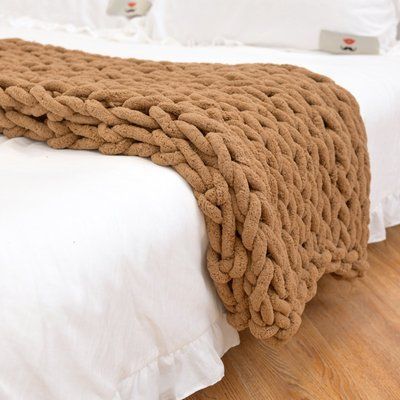 Плед ручной работы Крупная вязка Homytex 130х170 см, Бежевый HT-57903 фото