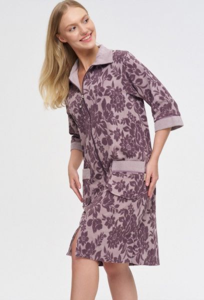 Женский трикотажный халат на молнии NUSA 0505, Фиолетовый (Murdum), L/XL ns-0505-murdum-XL фото