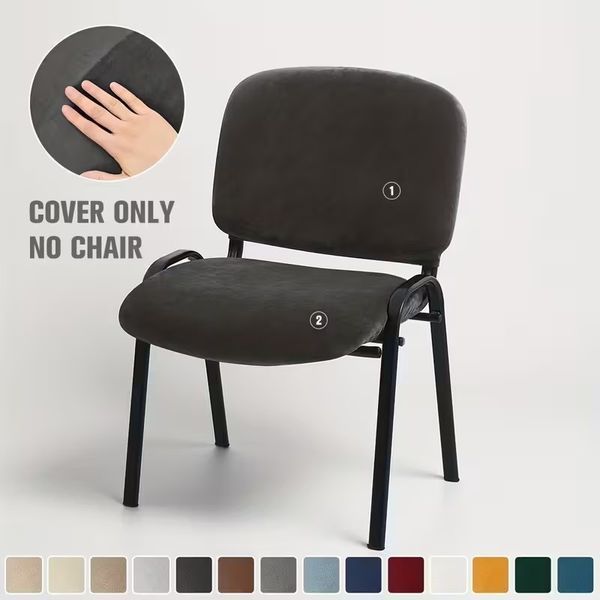 Чохол на офісний стілець з двох частин Diana Textile, велюровий al0103-gray фото