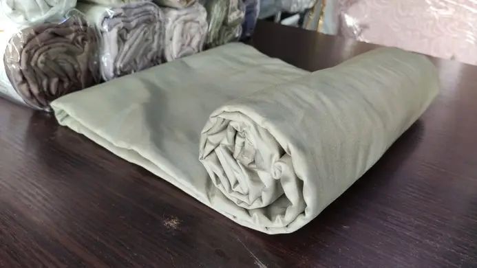 Простыня на резинке сатин + 2 нав. 180*200 BELIZZA HAKI Хаки 2 Sul-180*200 PROSTIN SATEN BELIZZA MOSS (HAKI) фото