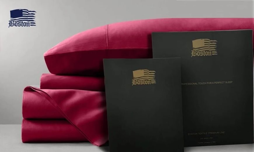Простирадло на гумці Wine Red сатинове Jefferson червоне 160х200 posmar54392 фото