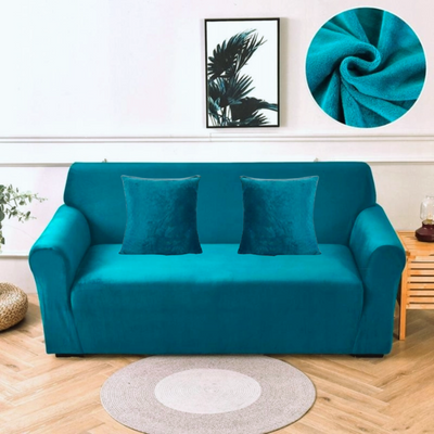 Захисний чохол на двомісний диван Велюровий Diana Textile Plush Velvet 145-185 см al2045-2-seat-Biryuza фото