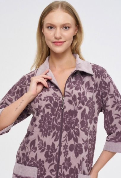 Женский трикотажный халат на молнии NUSA 0505, Фиолетовый (Murdum), 2XL ns-0505-murdum-2XL фото