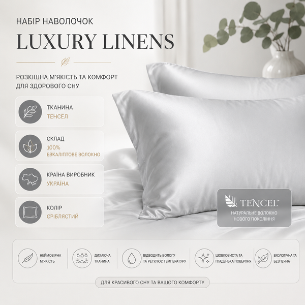 Набір наволочок LUXURY LINENS Silver 100% тенсел luli44876 фото