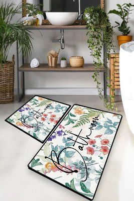 Набір килимків для ванної кімнати Chilai Home Green in flower 60*100+50*60 Chom_110024213 фото