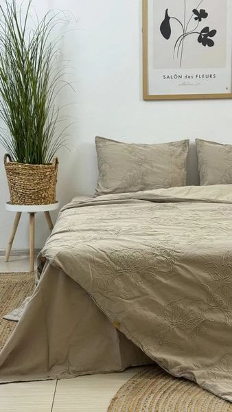 Постельное белье вареный хлопок с вышивкой La Maison Armen stone Евро 200х220 см LaMaison_m019987 фото