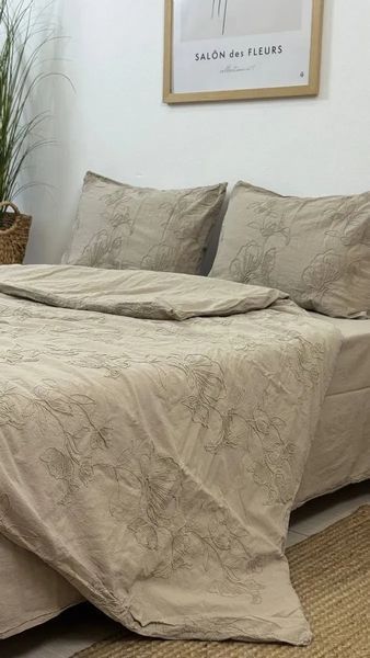 Постельное белье вареный хлопок с вышивкой La Maison Armen stone Евро 200х220 см LaMaison_m019987 фото