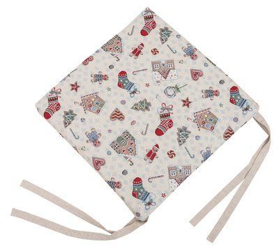 Подушка на стілець гобеленова EDEN014 Limaso, 40x40, Квадратна, Новорічний, Срібний люрекс, 70% поліестер, 23% бавовна, 3% акрил, 4% металеве волокно, поролон, Гобелен lim_EDEN014-PS фото