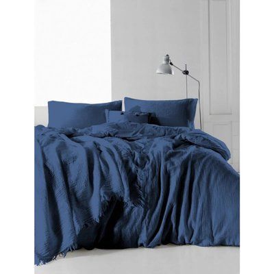 Постельное белье SoundSleep Stonewash Muslin Dark Blue Семейный 160х220 см p_s_k_93334587 фото