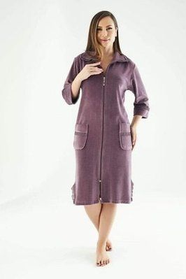 Женский велюровый халат на молнии Nusa 0321, Фиолетовый (Murdum), L/XL ns-0321-murdum-L-XL фото