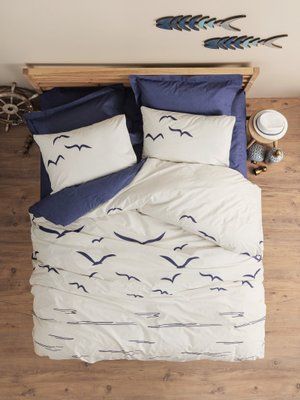 Комплект постільної білизни Cotton Box Maritime Larum Lacivert 200x220 Cbox_010077819 фото