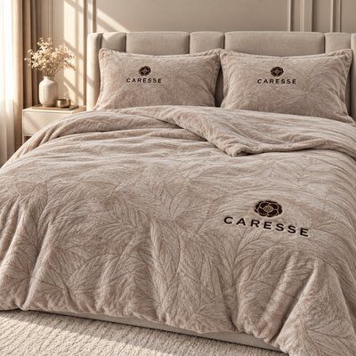 Комплект велюрової постільної білизни Caresse, Бежевий crss-5339-beige фото