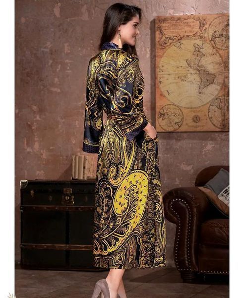 Жіночий довгий шовковий халат "Армані Голд" 3499 Mia-Amore Mia-Amore_3499_L/XL фото