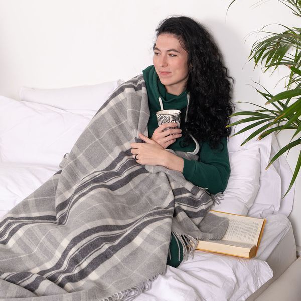 Плед Кашемировый клетка св.серый-т.серый Love You 140x200 см loveyouhome_4504 фото