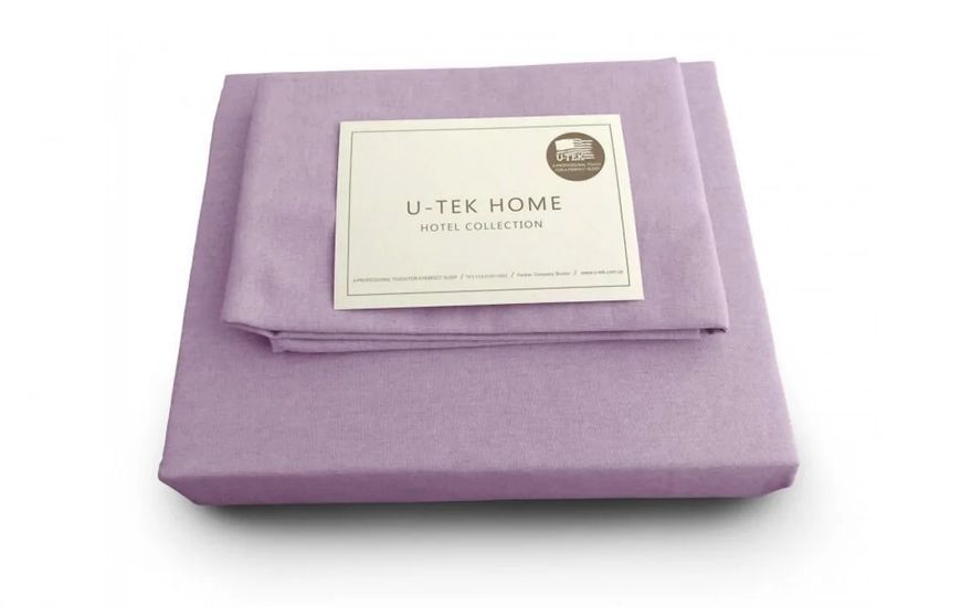 Простыня на резинке лиловая в наборе с наволочкой U-tek хлопок Lilac 80х190 posmar66530 фото