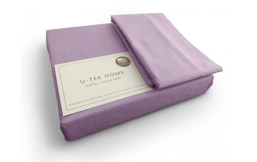 Простыня на резинке лиловая в наборе с наволочкой U-tek хлопок Lilac 80х190 posmar66530 фото