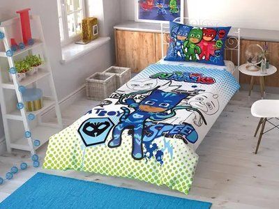 Дитячий та підлітковий комплект TAC PJ Masks Cek Ранфорс / простирадло на гумці 60213466 фото
