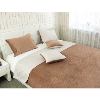 Двустороннее декоративное покрывало &ldquo;Velour&rdquo; 360.55_Latte фото