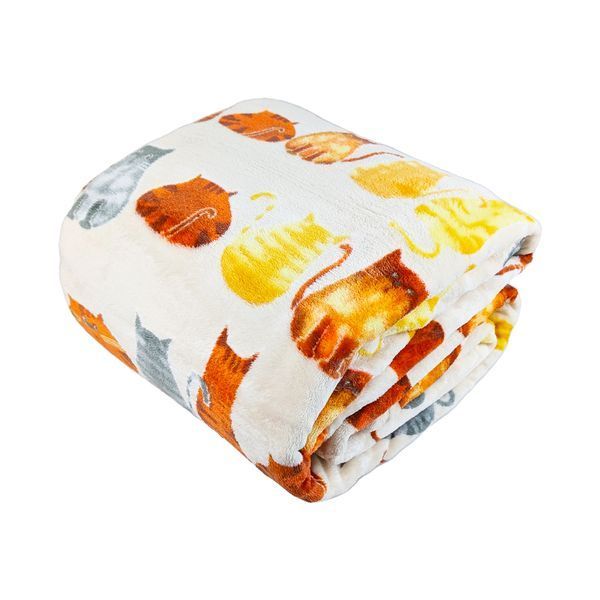 Плед тревел флісовий Котики бежевий з ременем Love You 200x220 см loveyouhome_88283 фото