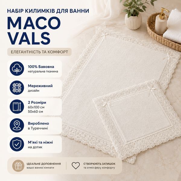 Набір килимків для ванни з мереживом Maco vals krem McH-21376 фото