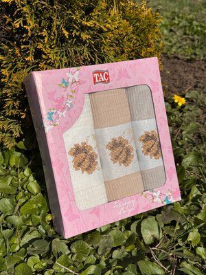 Вафельні рушники для кухні TAC 45х70см Kahve (3 шт в коробці) tac_180913631 фото
