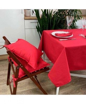 Однотонная скатерть на стол Прованс Красная 100% хлопок, Красный, 134х134 см provence_017649 фото