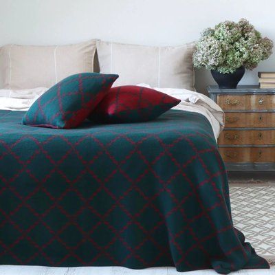 Плед 150х200 LA MODNO DIAMOND GREEN - BURGUNDY hr-ln200261 фото