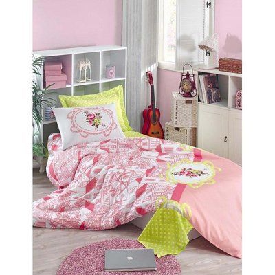 Покривало стьобане з наволочками Eponj Home - Sirin pembe рожевий 200x220 svt-2000022095235 фото