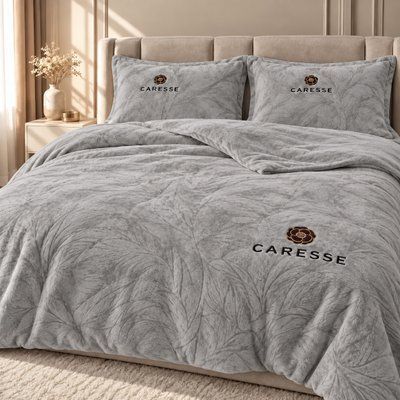 Комплект велюрової постільної білизни Caresse, Свтіло-сірий crss-5339-light-gray фото