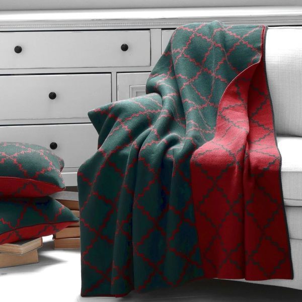 Плед 150х200 LA MODNO DIAMOND GREEN - BURGUNDY hr-ln200261 фото