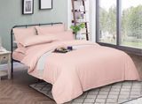 Однотонна постільна білизна сатин Home Stripe Light Rose рожеве Сімейний posmar79428 фото