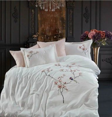 Постельное белье Dantela Vita Huma Cream Сатин з вишивкою sul-4481 фото