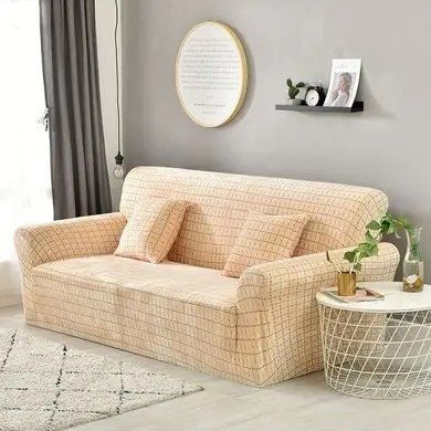 Чехол на 2х местный диван велюр Homytex Крем HT-384814 фото