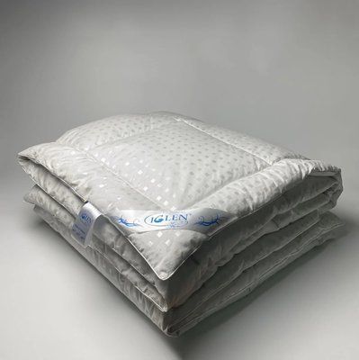 Ковдра пухова Iglen 100% білий пух в тику (зимова) Полуторний 140х205 см 1100 г p_s_k_1402051с фото