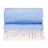 Плед хлопковый зиг-заг голубой Love You 140 x 200 см lvy_4226 фото