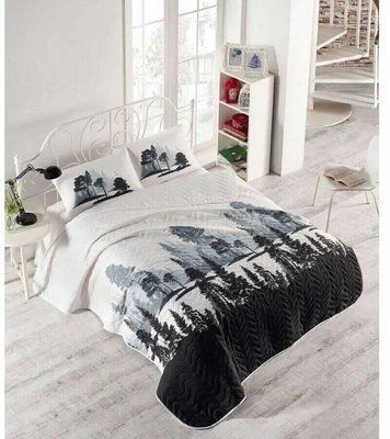 Покривало з наволочками Eponj Home Doga siyah полуторне 160 х 220 см sv2000022254823 фото