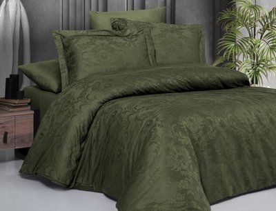 Комплект постільної білизни First Choice Jacquard Satin Regina JS-139-Regina-Dark-Green-Євро фото