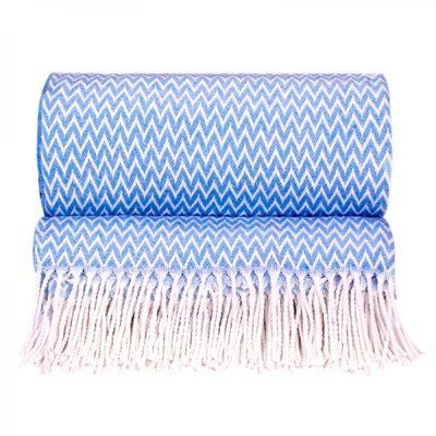 Плед хлопковый зиг-заг голубой Love You 140 x 200 см lvy_4226 фото