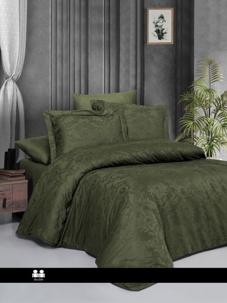 Комплект постільної білизни First Choice Jacquard Satin Regina JS-139-Regina-Dark-Green-Євро фото