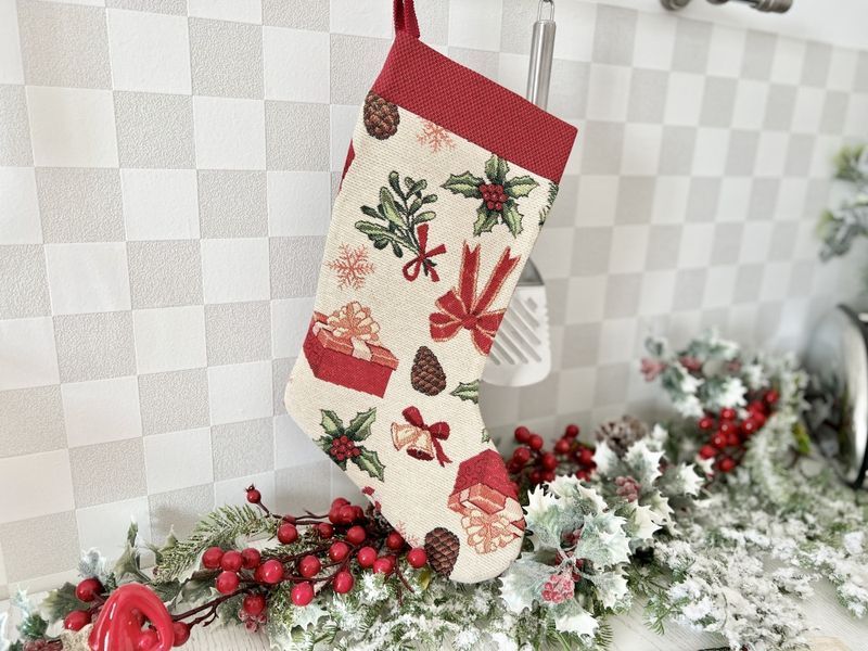 Чобіток для подарунків гобеленовий SPARKLE Limaso, 25x37, Новорічний, Золотий люрекс, 75% поліестер, 22% бавовна, 3% акрил, Гобелен lim_SPARKLE-CH фото