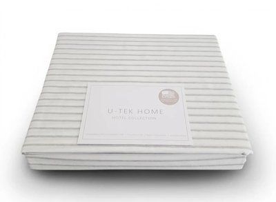 Простынь на резинке Grey 20 Stripe U-tek хлопок Hotel Collection серая 150х190 posmar63460 фото