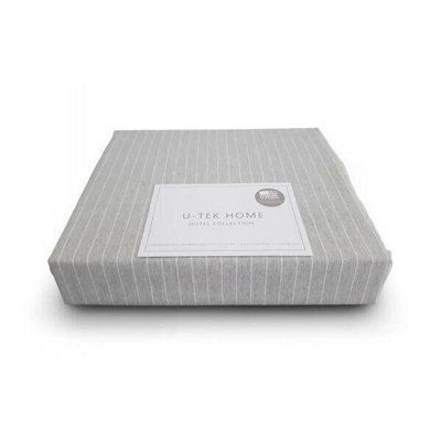 Постільний комплект Grey-White Stripe U-tek бавовна Hotel Collection сірий Двохспальний posmar69194 фото