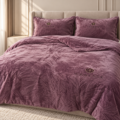Комплект велюрової постільної білизни Caresse, Фіолетовий crss-5339-violet фото
