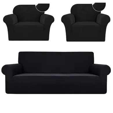 Чохол на диван + 2 крісла водовідштовхувальний Homytex Чорний Ht-183014 фото