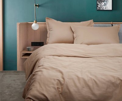 Комплект постільної білизни LUXURY LINENS Basic Line темно-бежевий Двоспальні luli300303LL фото