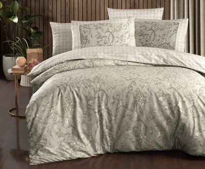 Постільна білизна Dema Beige Premium Satin Сатин Преміум Євро LaR_40150 фото