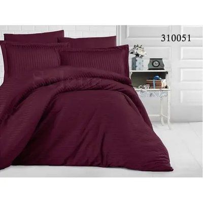 Постельное белье отельное сатин-страйп семейное Selena Импреза Марсала Страйп-сатин 1х1 310051 100% хлопок 310051-04 фото