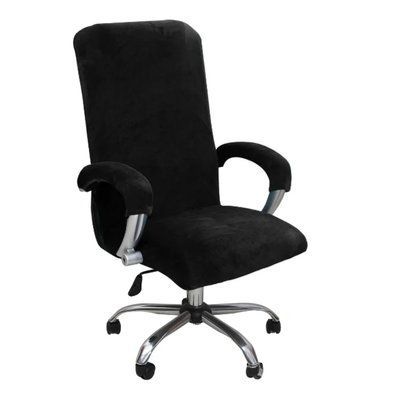 Велюровый чехол на компьютерное офисное кресло с подлокотниками Diana Textile Spandex 22282-velvet-Black-xl фото